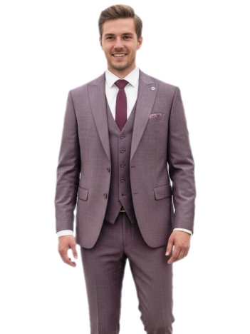 PÁNSKY OBLEK BORDOVÝ S VESTOU